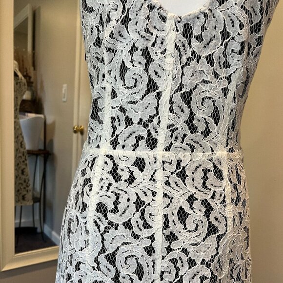 Victoria's Secret Cream Lace Midi Dress with Black Bow, Size 6 - Picture 13 of 16